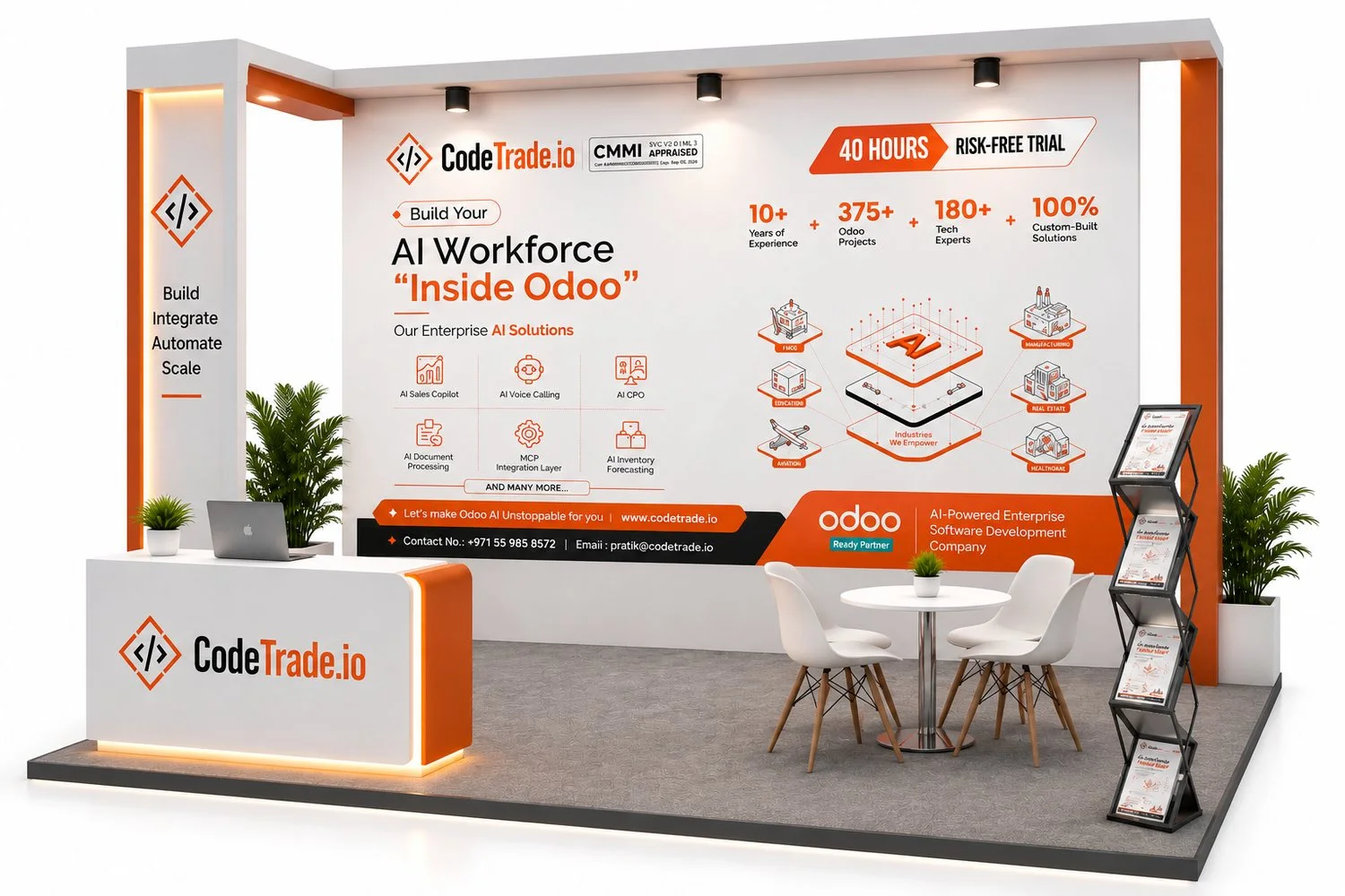 CodeTrade booth at Odoo Experience 2026, Brussels Expo