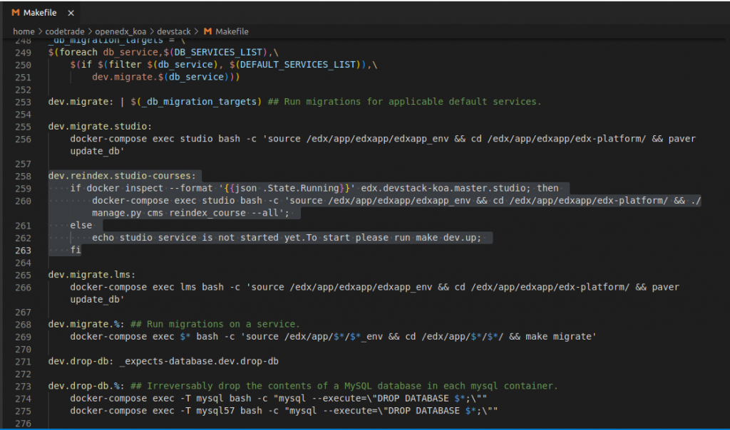 reindex-open-edx-courses-using-makefile-Codetrade