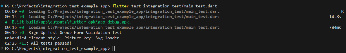 final-outpur-of-implementation-integration-testing-in-flutter-app
