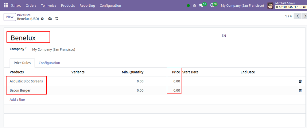 eCommerce Modules in Odoo 17 Display product price feature