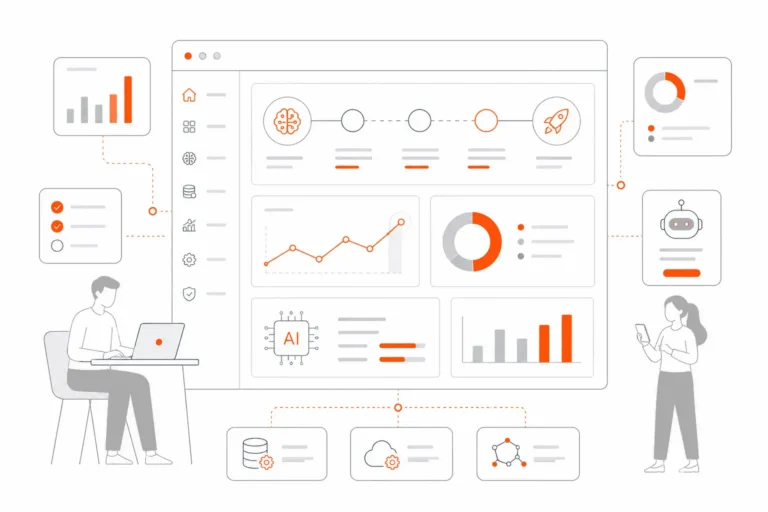 AI consulting services dashboard with analytics, automation, and data insights.
