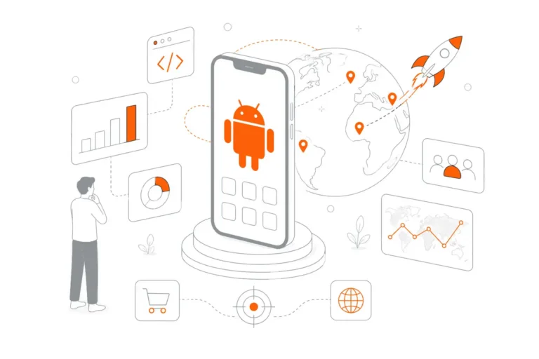 Android development services with mobile apps, global reach, and performance analytics.