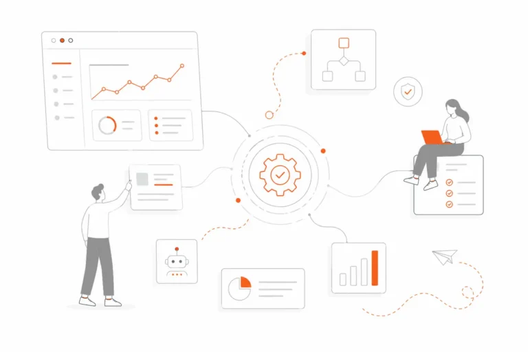 Business process automation services with workflows, data analytics, and system integration.