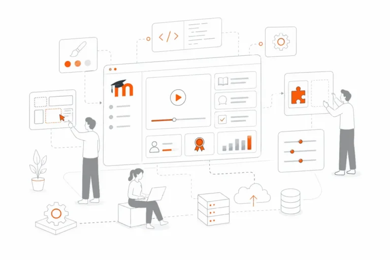 Moodle LMS customization services with tailored eLearning features and course management.