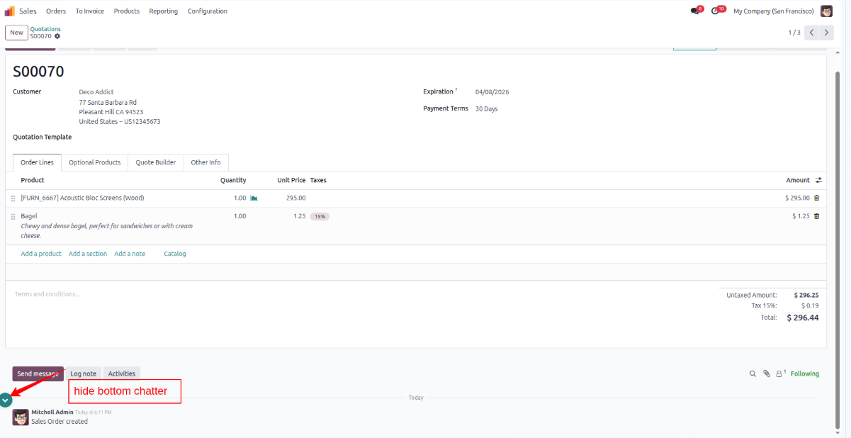 Odoo Chatter Customization 4