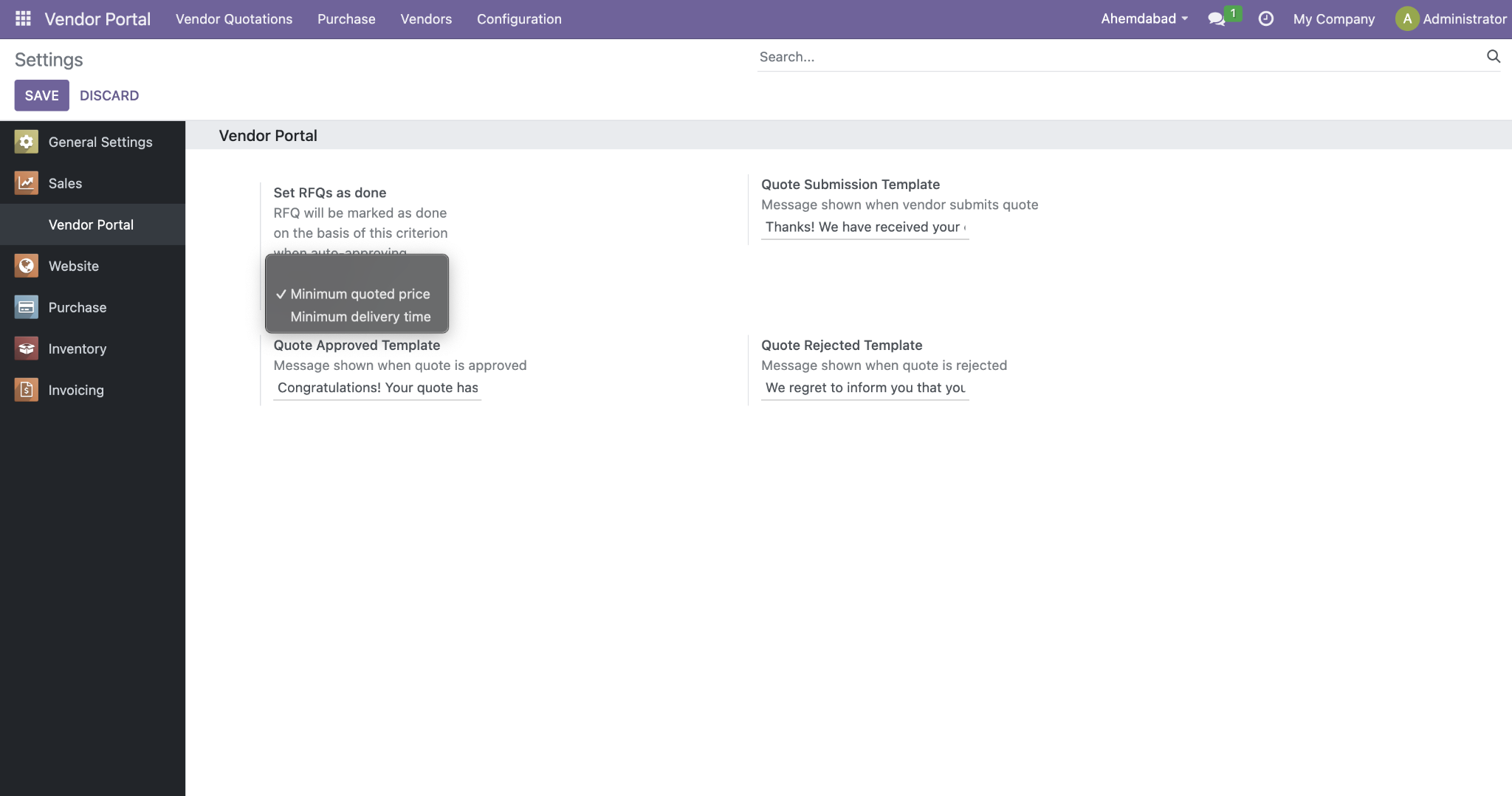 Odoo Vendor Portal