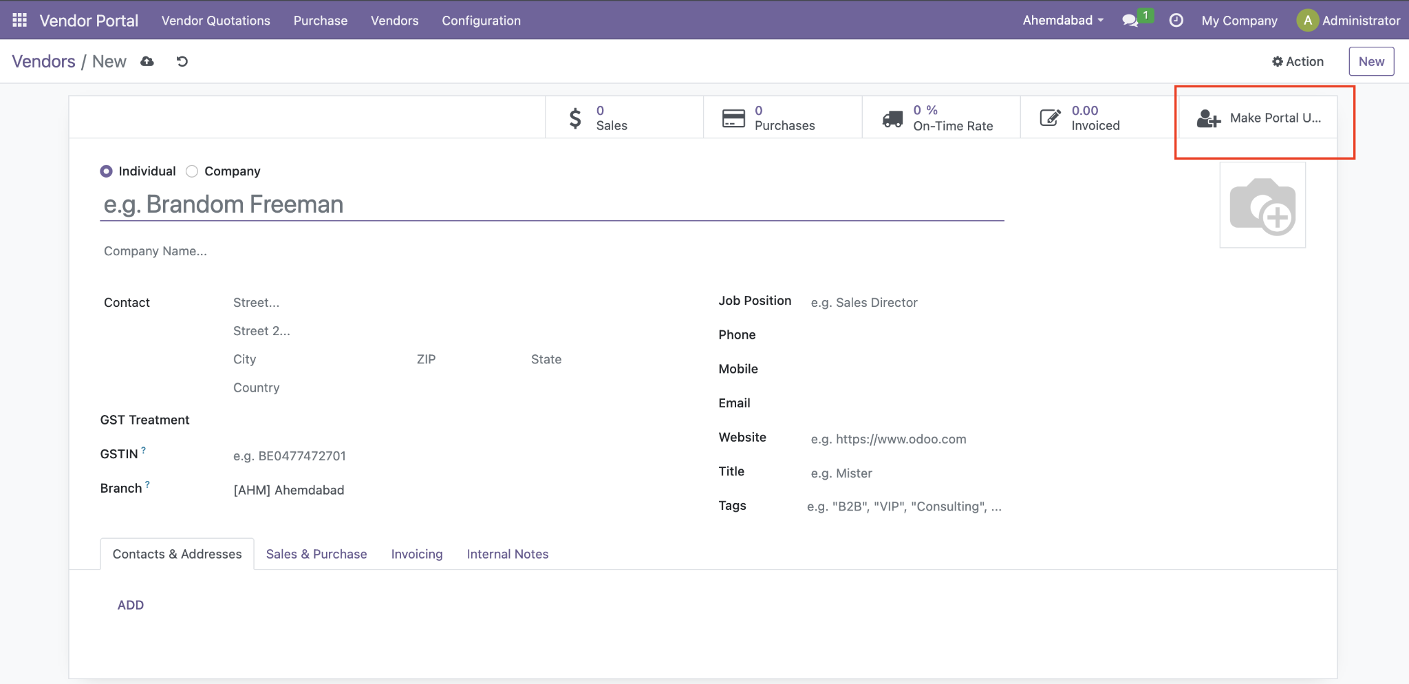 Odoo Vendor Portal