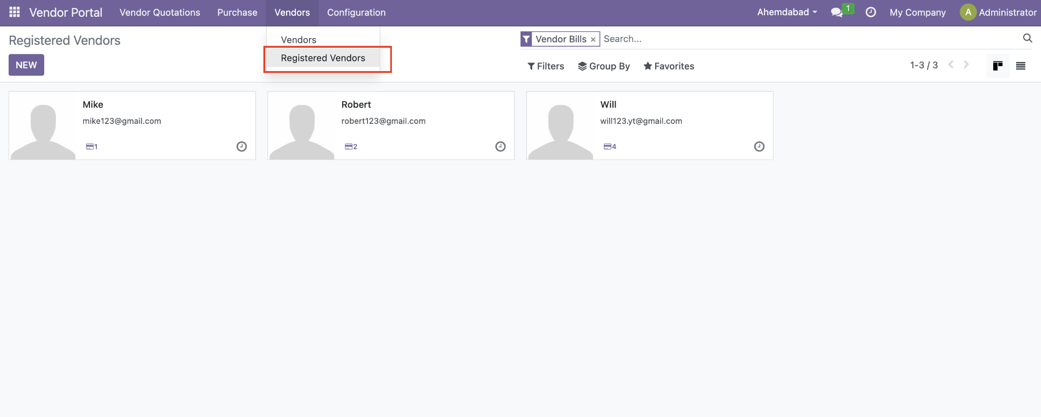 Odoo Vendor Portal