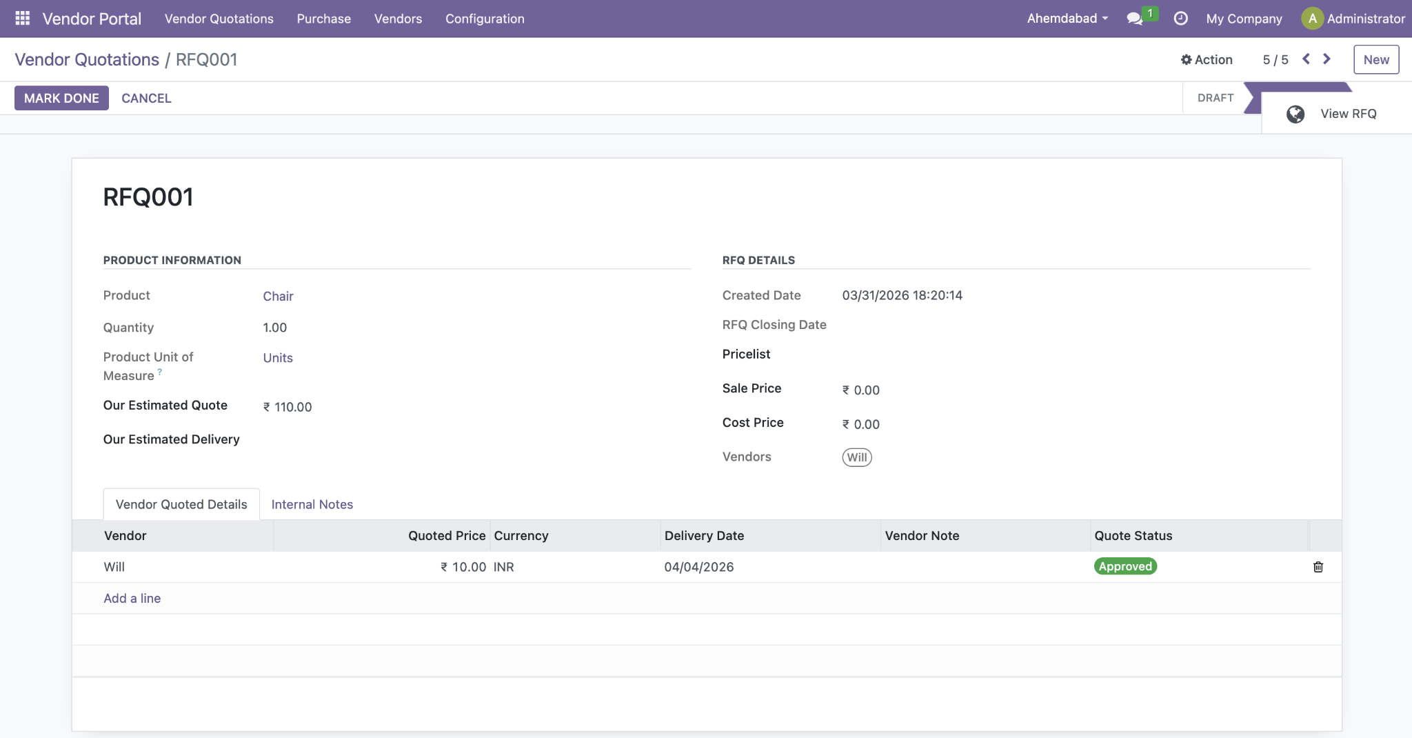 Odoo Vendor Portal