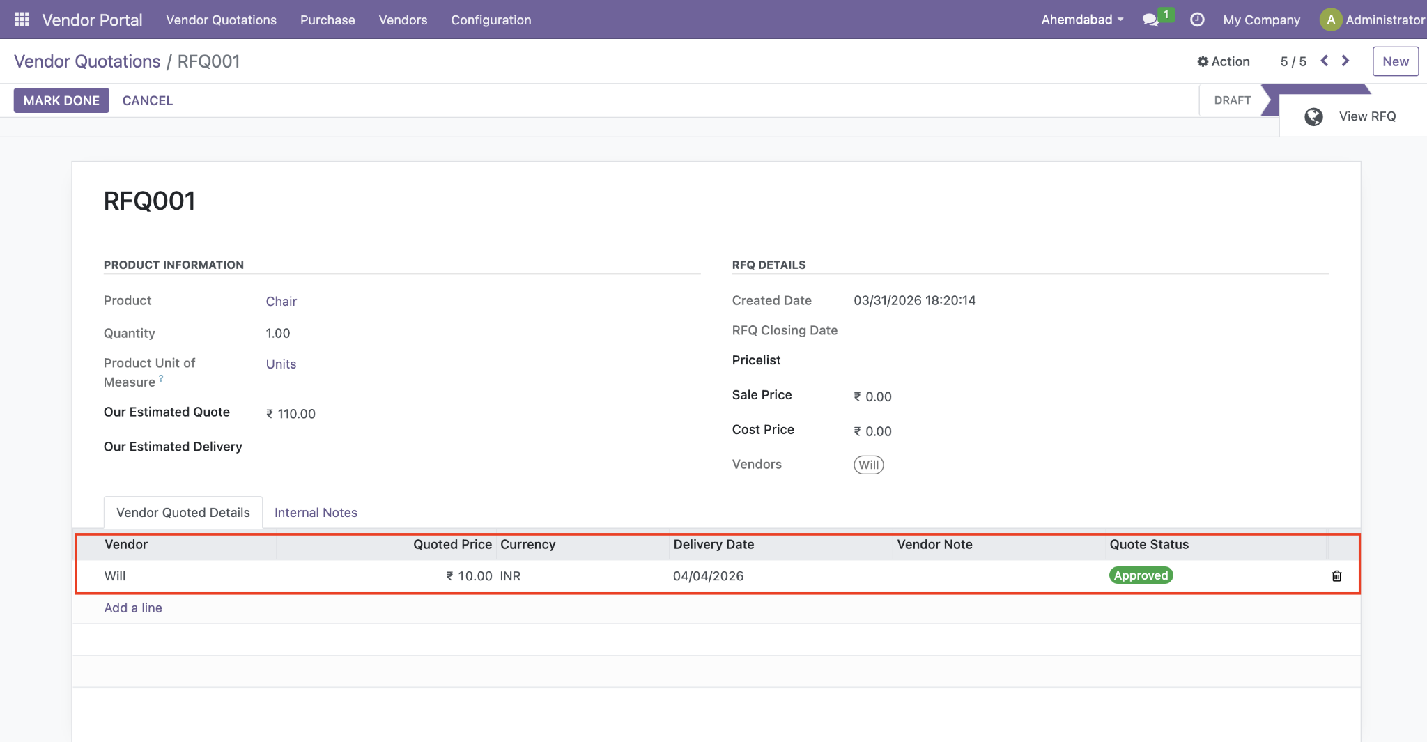 Odoo Vendor Portal