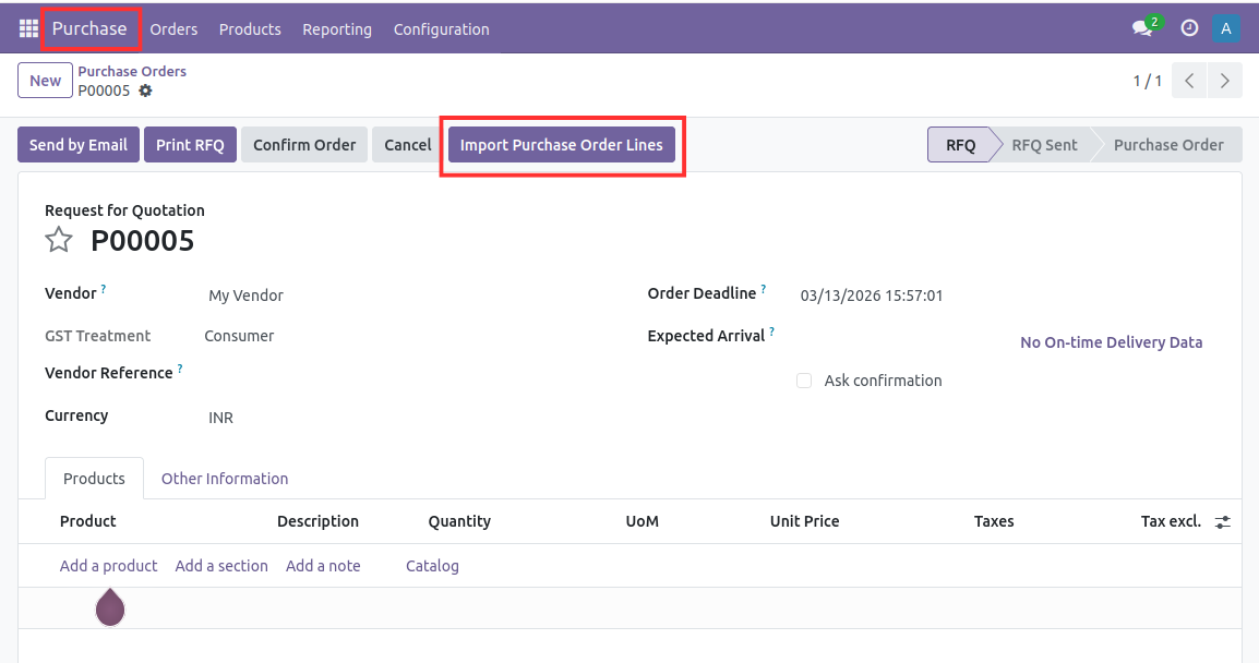 Odoo Bulk Purchase Order