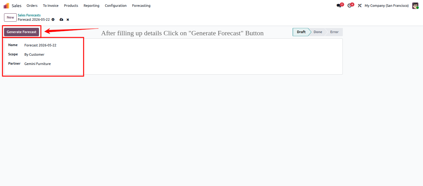 AI Sales Forecasting In Odoo